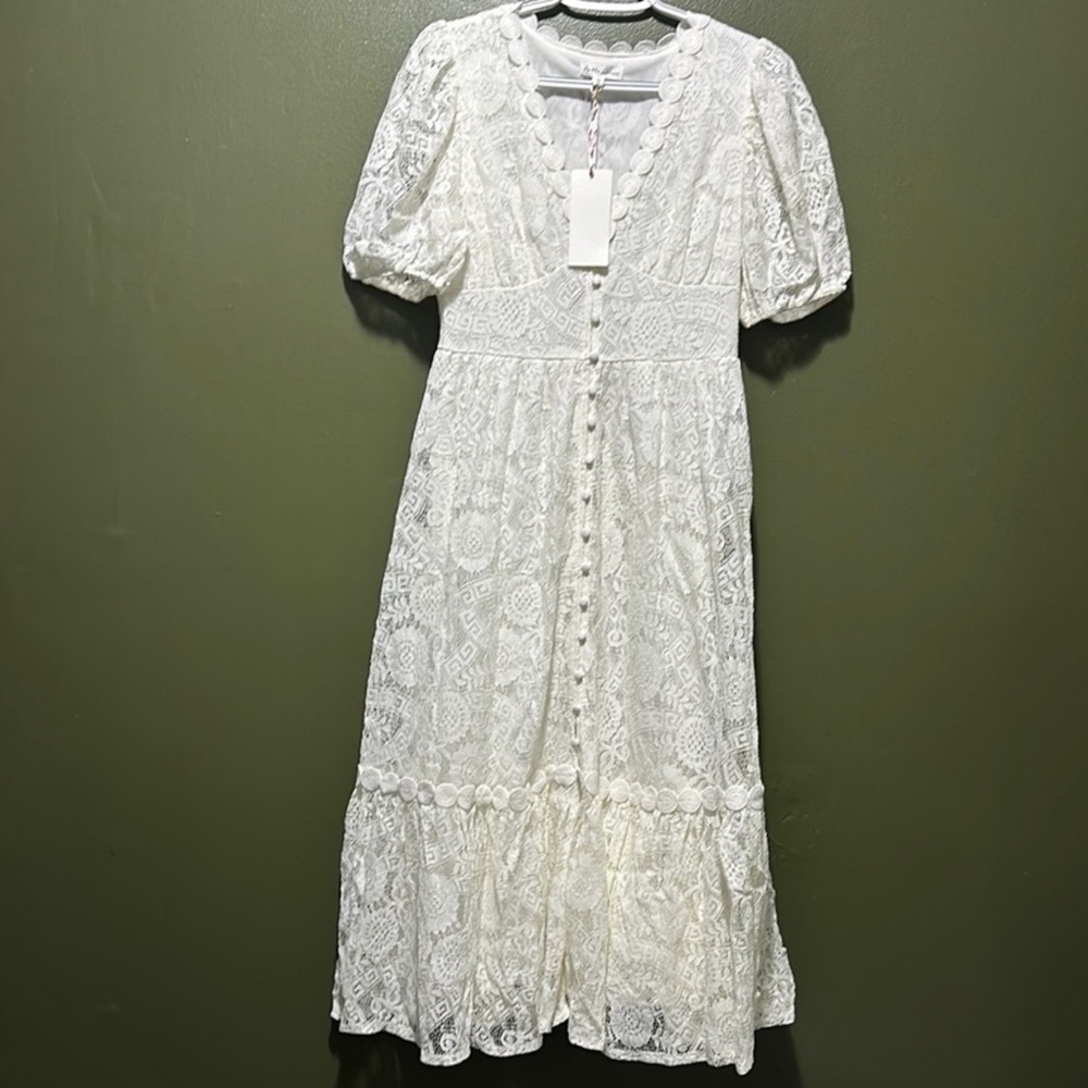 By the River Chic White Lace Midi Dress🌺🌺🌺 - Picture 5 of 7